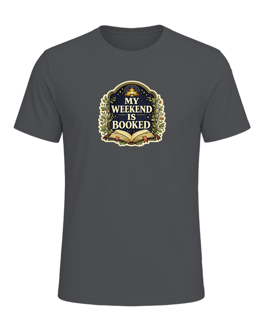A cozy vintage library tee for readers whose weekend plans are already booked. — Asphalt