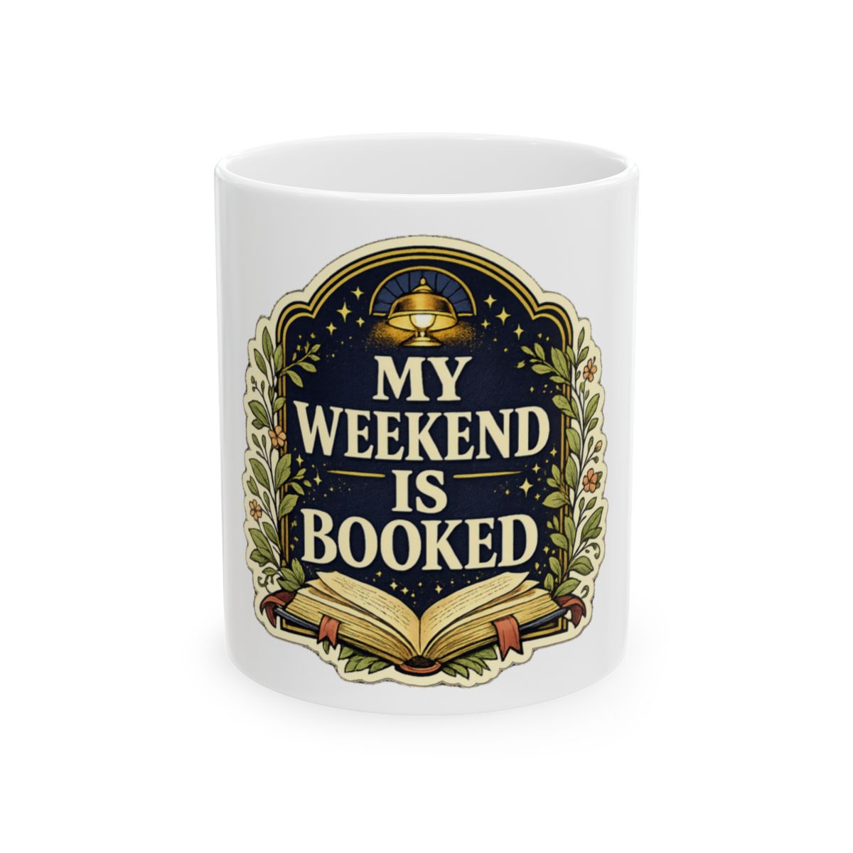 A cozy vintage library tee for readers whose weekend plans are already booked. Mug