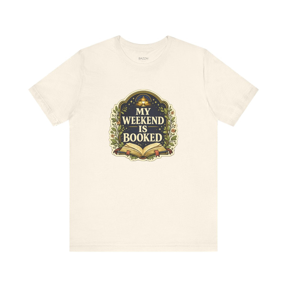 Bookworm Gift T-Shirt — The Weekend Is Already Booked — books t-shirt design by Margaux