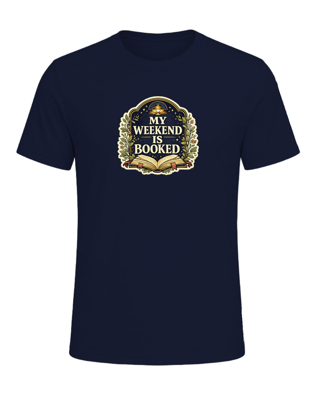 A cozy vintage library tee for readers whose weekend plans are already booked. — Navy