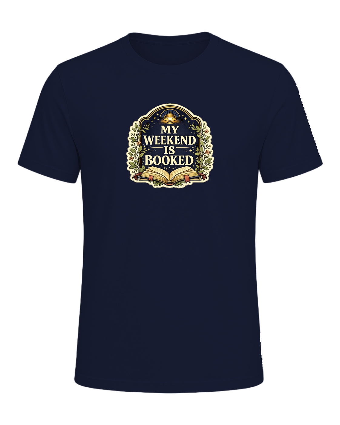 A cozy vintage library tee for readers whose weekend plans are already booked. — Navy