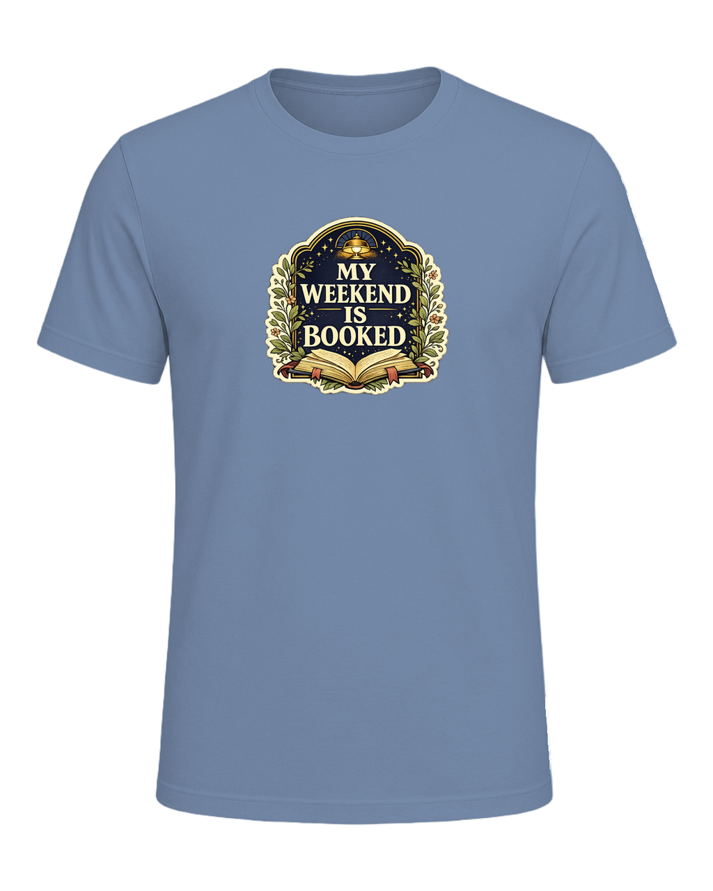 A cozy vintage library tee for readers whose weekend plans are already booked. — Steel Blue