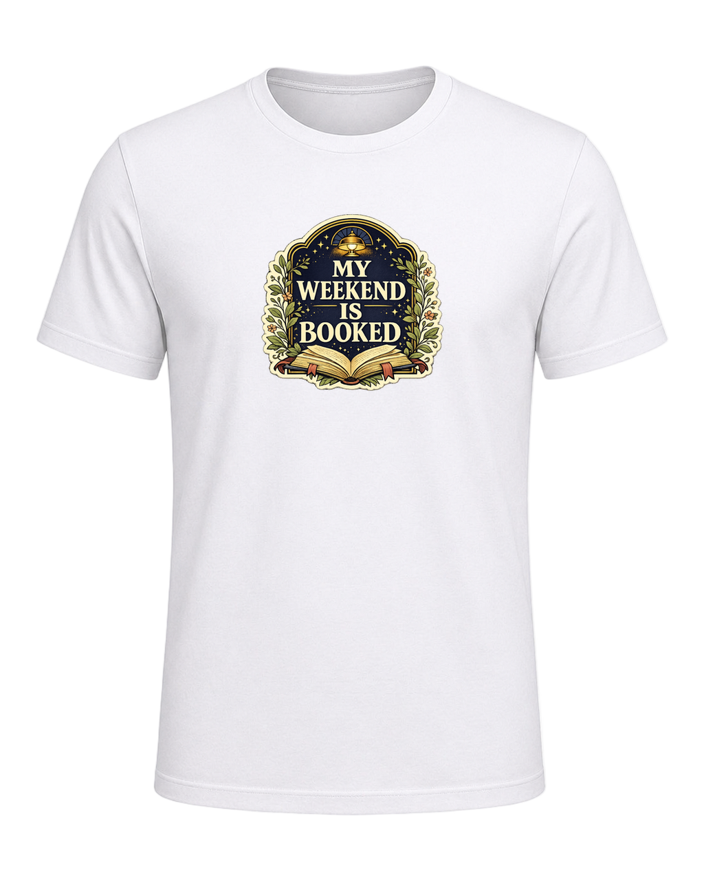 A cozy vintage library tee for readers whose weekend plans are already booked. — White