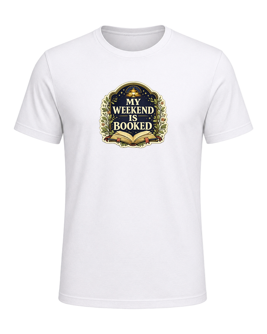 A cozy vintage library tee for readers whose weekend plans are already booked. — White