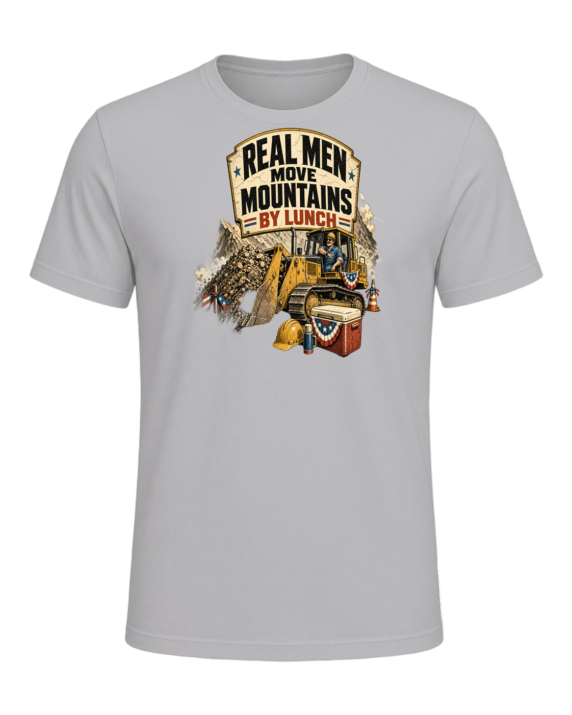 Real men move mountains by lunch — Athletic Heather