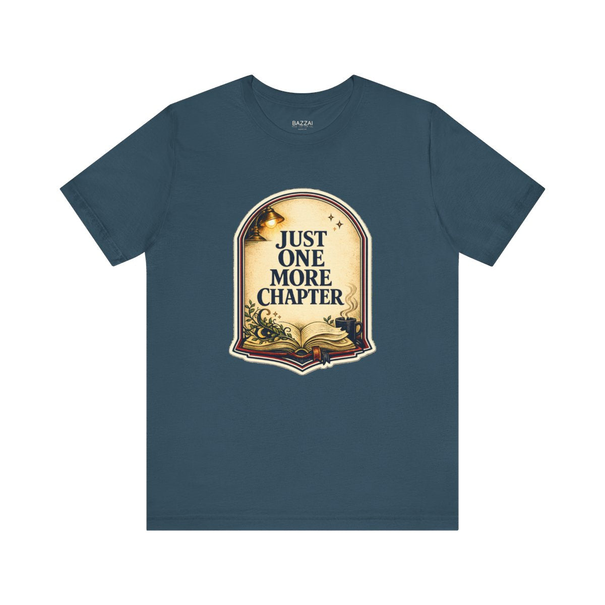 Book Lover Gift Idea T-Shirt — Just One More Chapter — books t-shirt design by Margaux