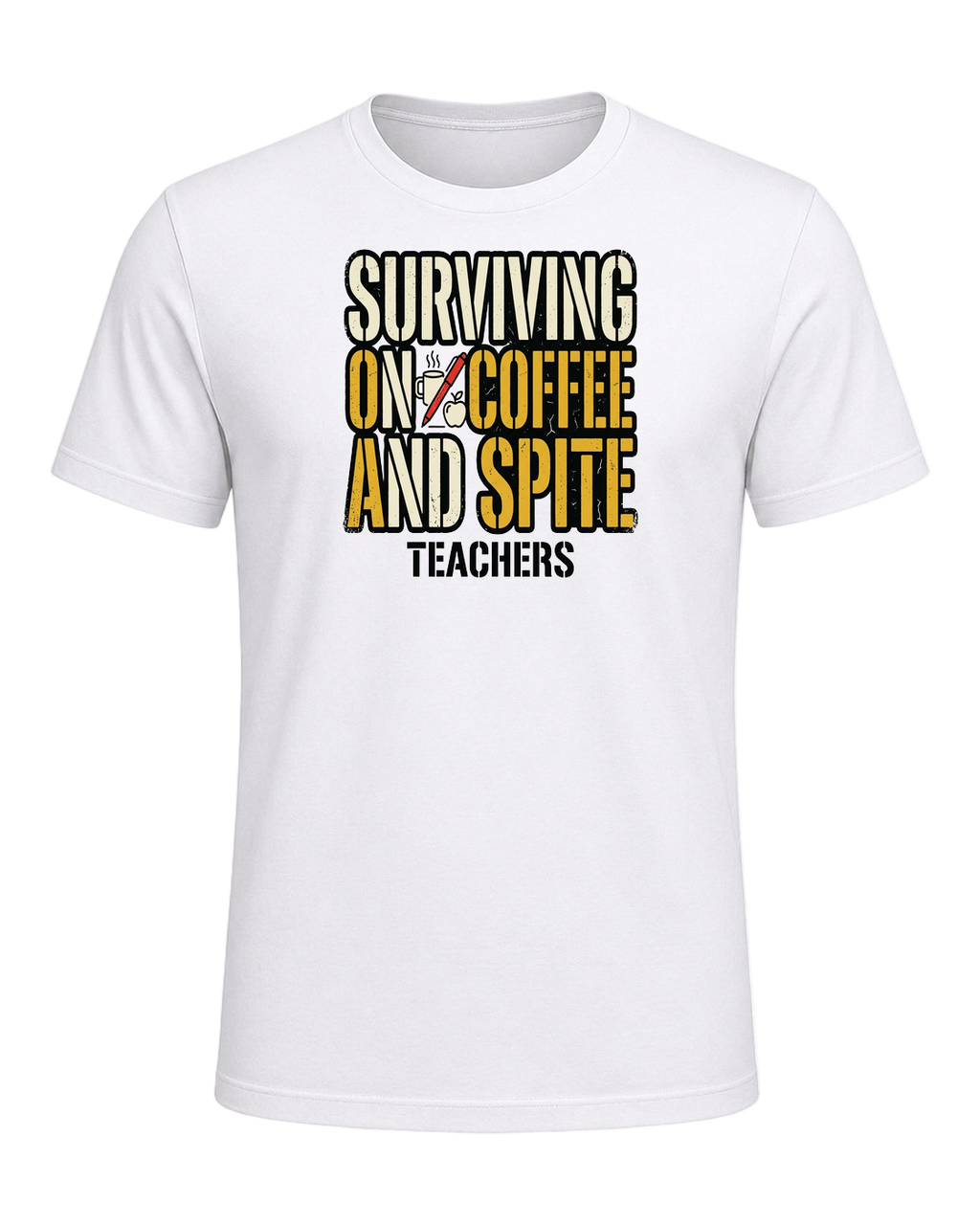 SURVIVING ON COFFEE AND SPITE — White