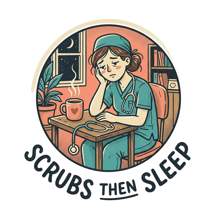 SCRUBS THEN SLEEP - Circular Vignette Tee