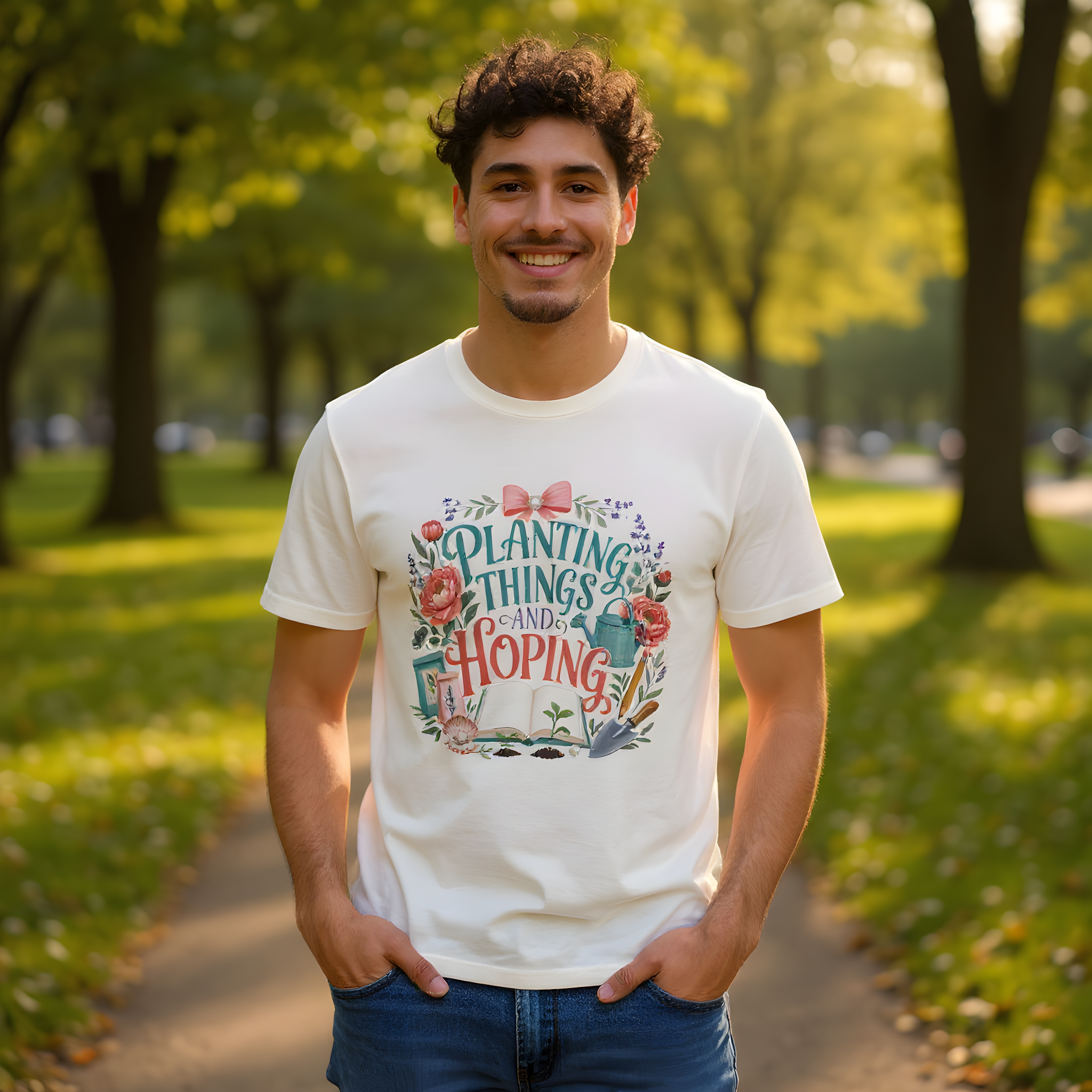 Gardener Gift T-Shirt — Planting Things and Hoping — t-shirt design