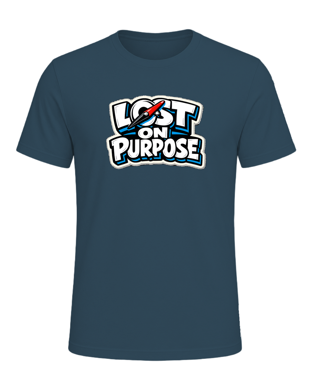 A loud travel tee for wanderers who make detours the whole point. — Deep Teal