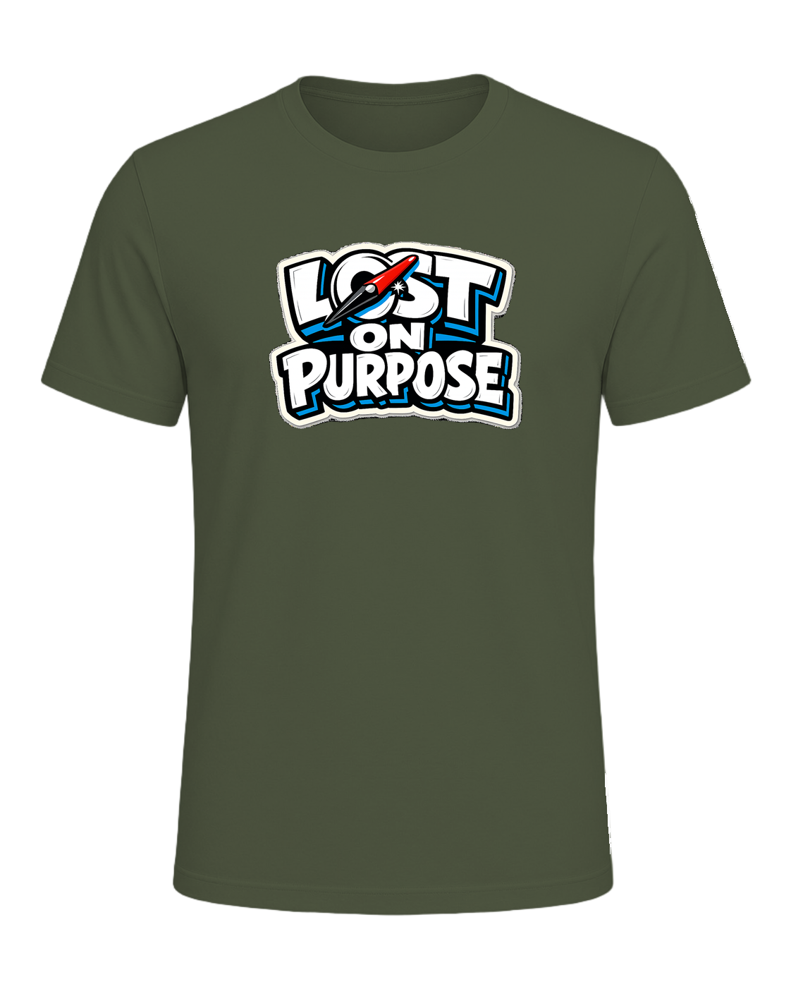 A loud travel tee for wanderers who make detours the whole point. — Military Green