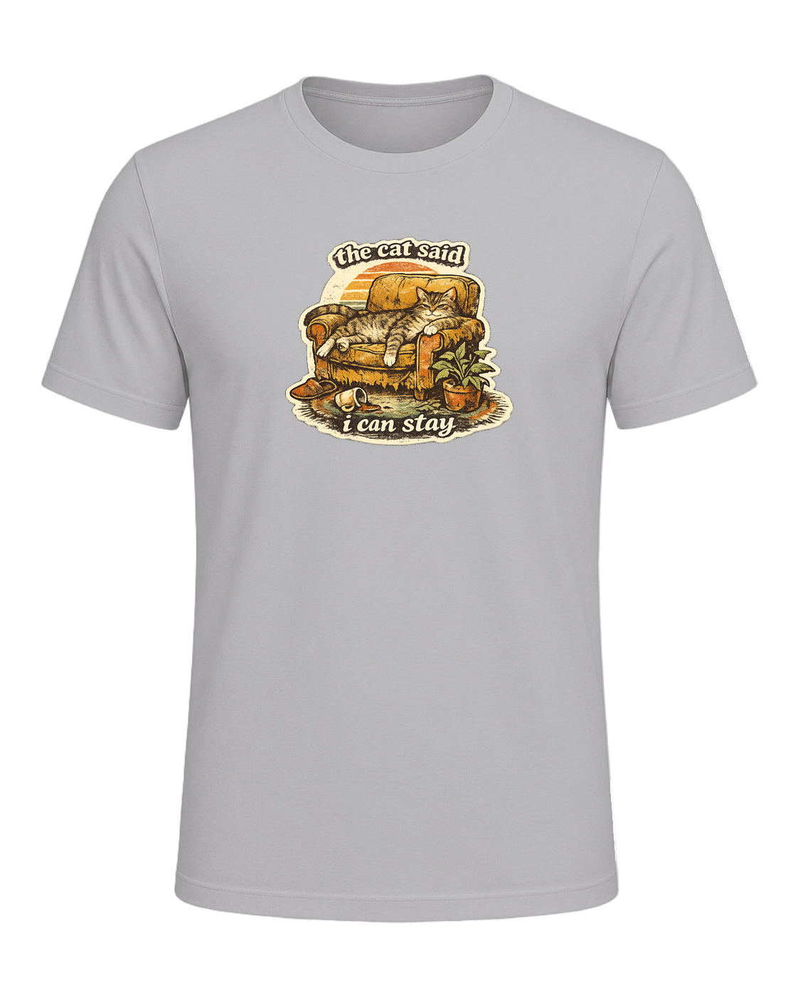 The Cat Said I Can Stay Tee — Athletic Heather