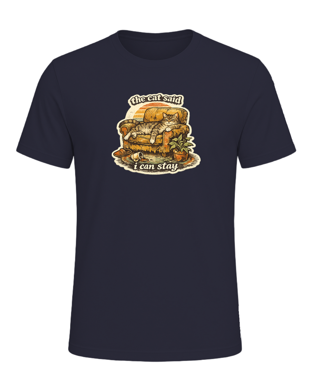 The Cat Said I Can Stay Tee — Heather Navy