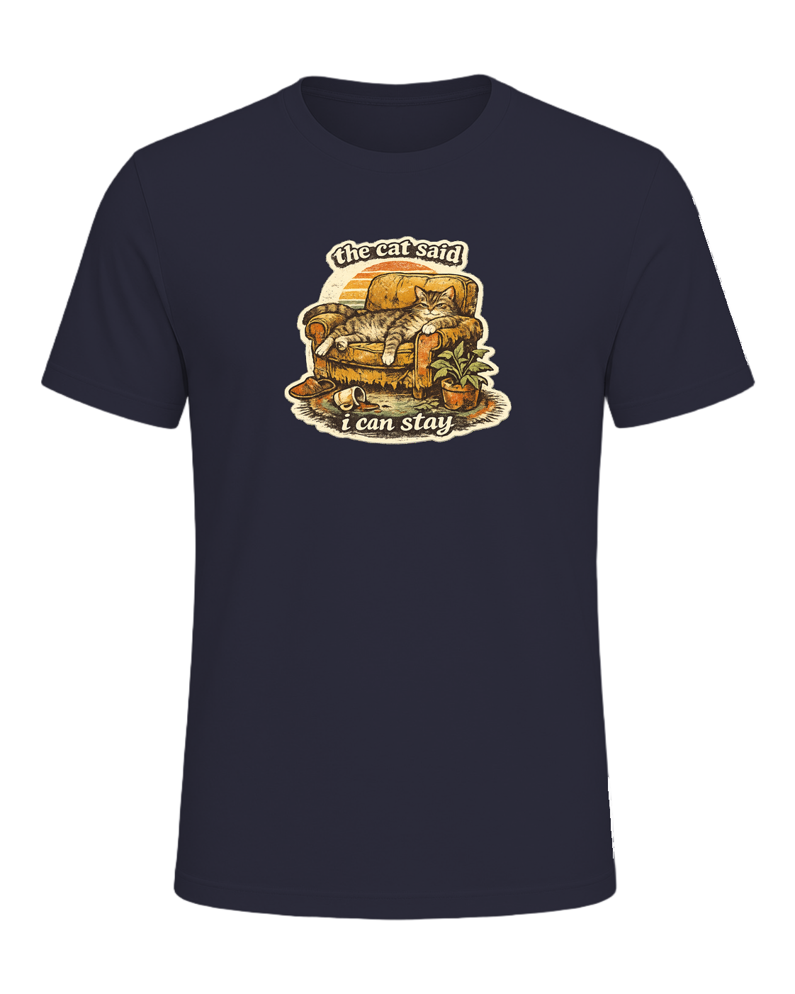 The Cat Said I Can Stay Tee — Heather Navy