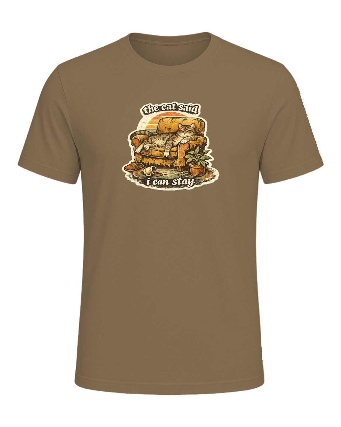 The Cat Said I Can Stay Tee — Heather Olive