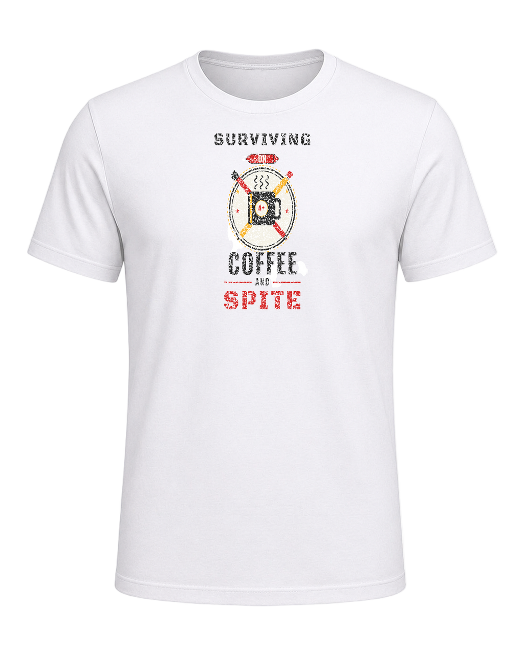 SURVIVING ON COFFEE AND SPITE — White