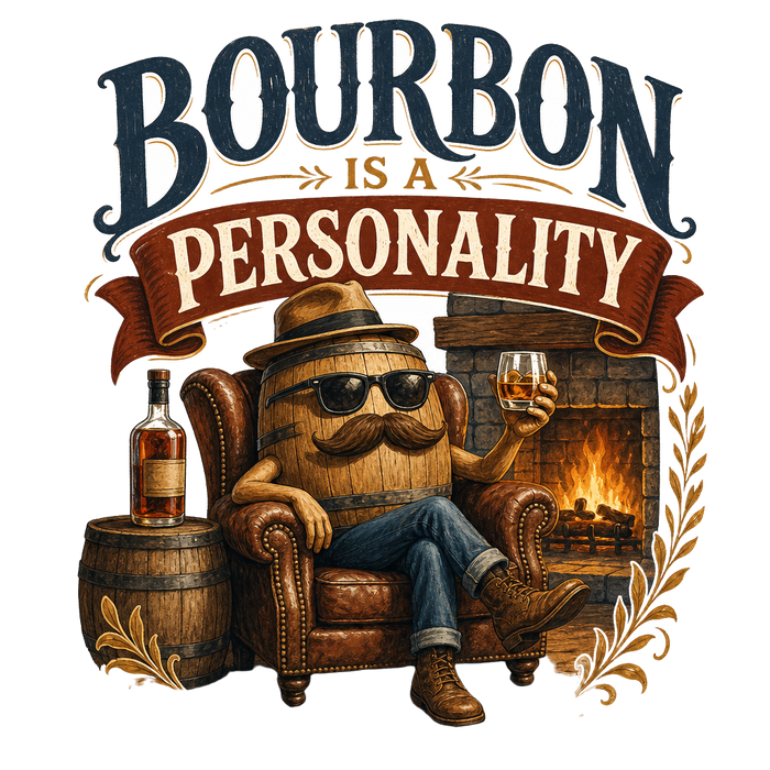 BOURBON IS A PERSONALITY — Vintage Distressed Tee