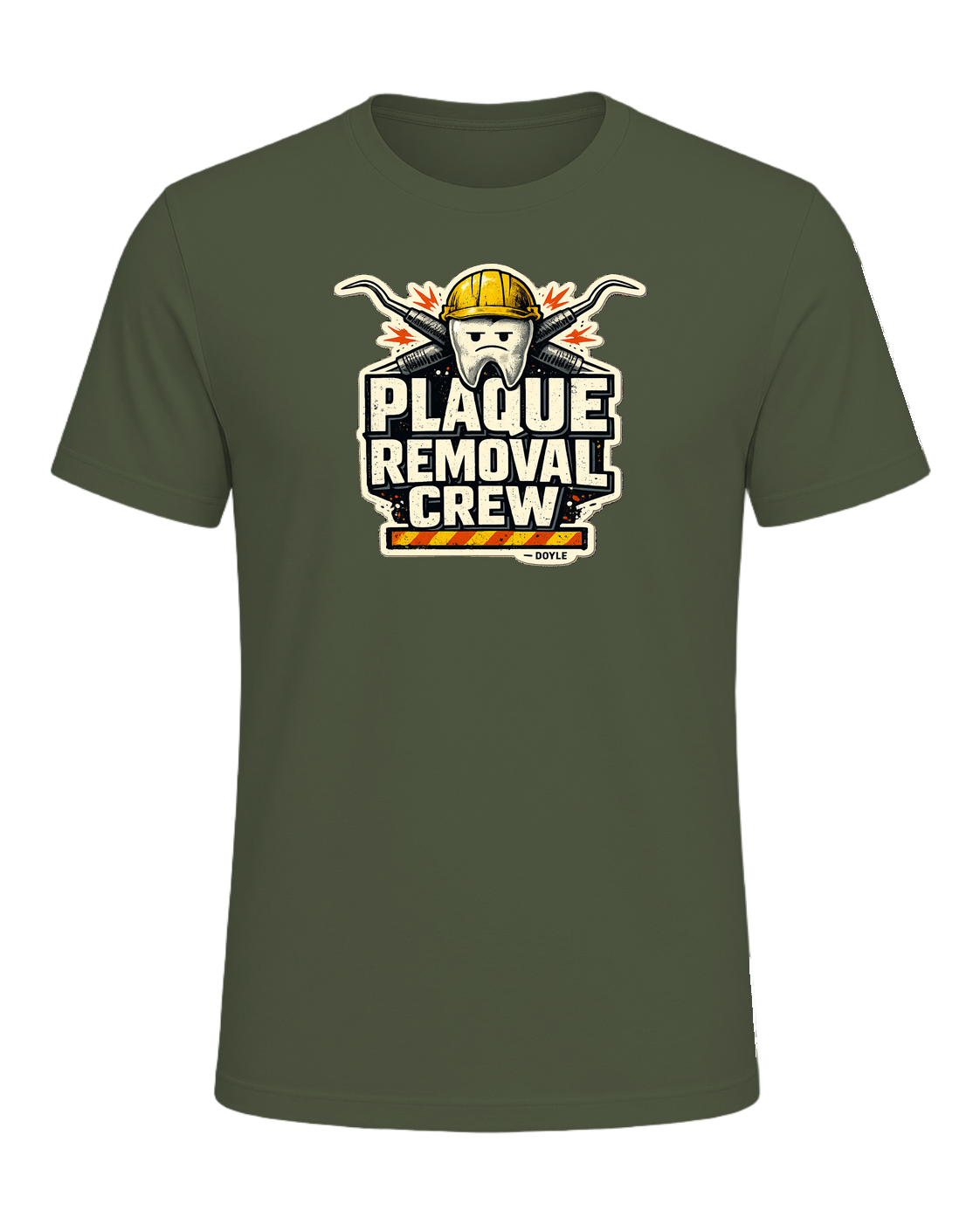Plaque Removal Crew Tee — Military Green