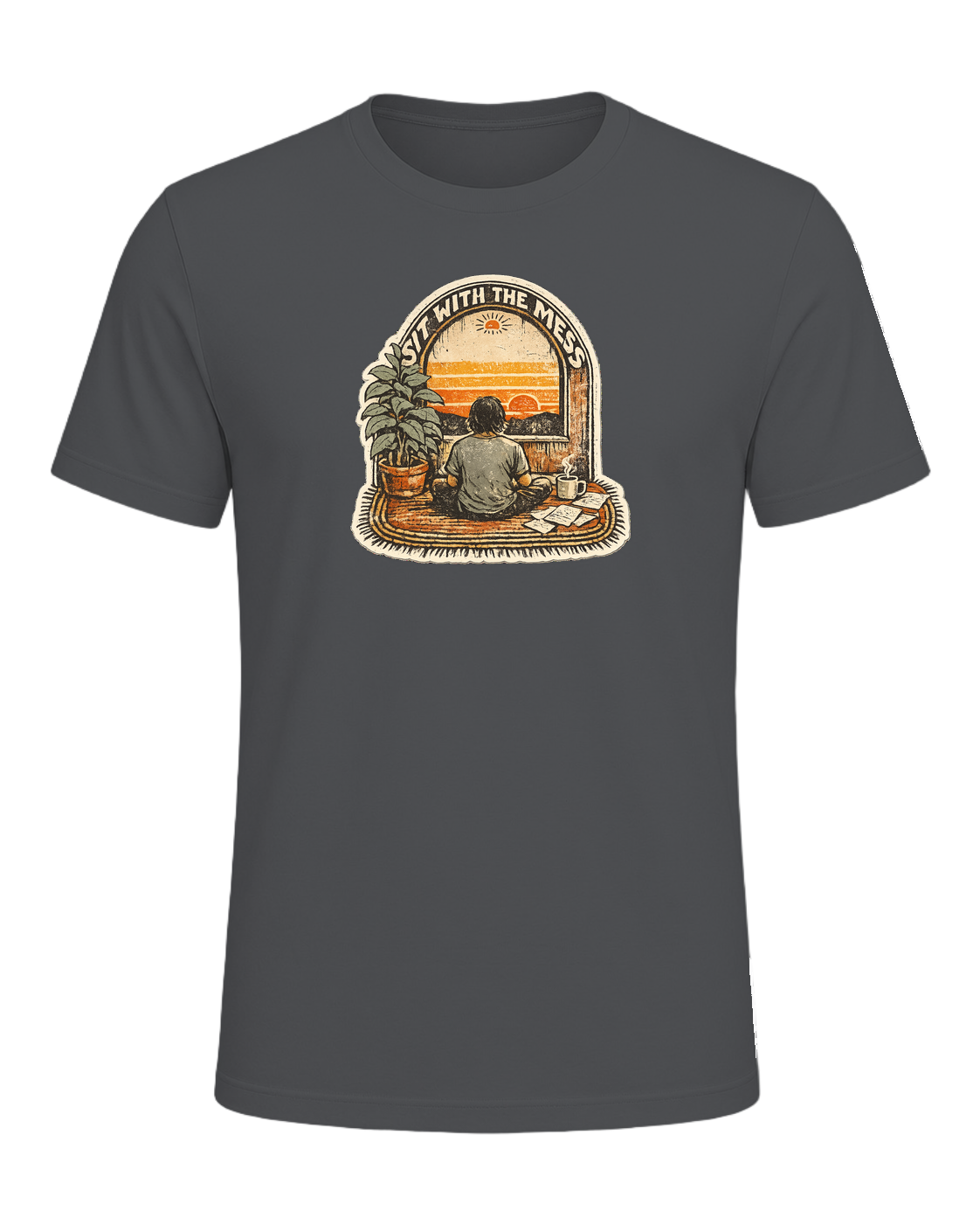 Sit With The Mess Tee — Asphalt
