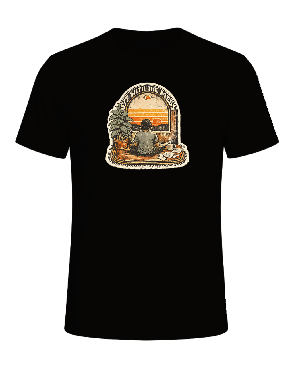 Sit With The Mess Tee — Black Heather