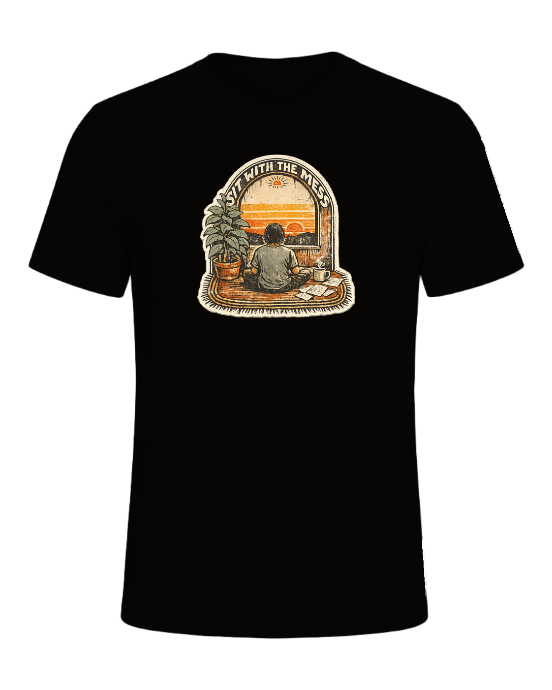 Sit With The Mess Tee — Black Heather