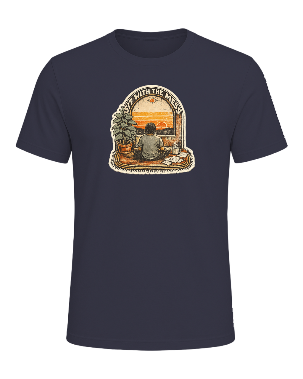 Sit With The Mess Tee — Heather Midnight Navy