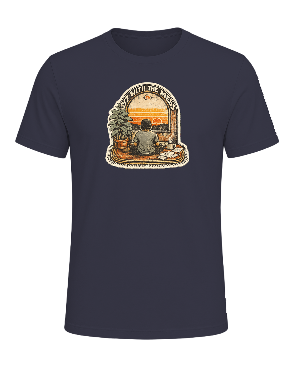 Sit With The Mess Tee — Heather Midnight Navy