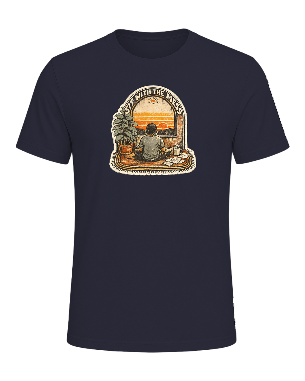 Sit With The Mess Tee — Heather Navy