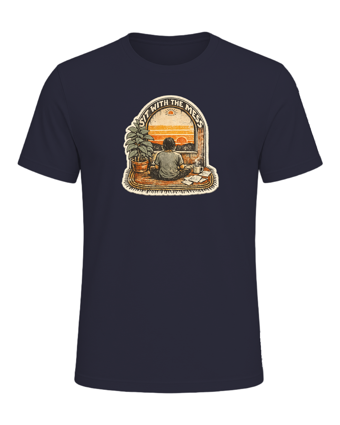 Sit With The Mess Tee — Heather Navy