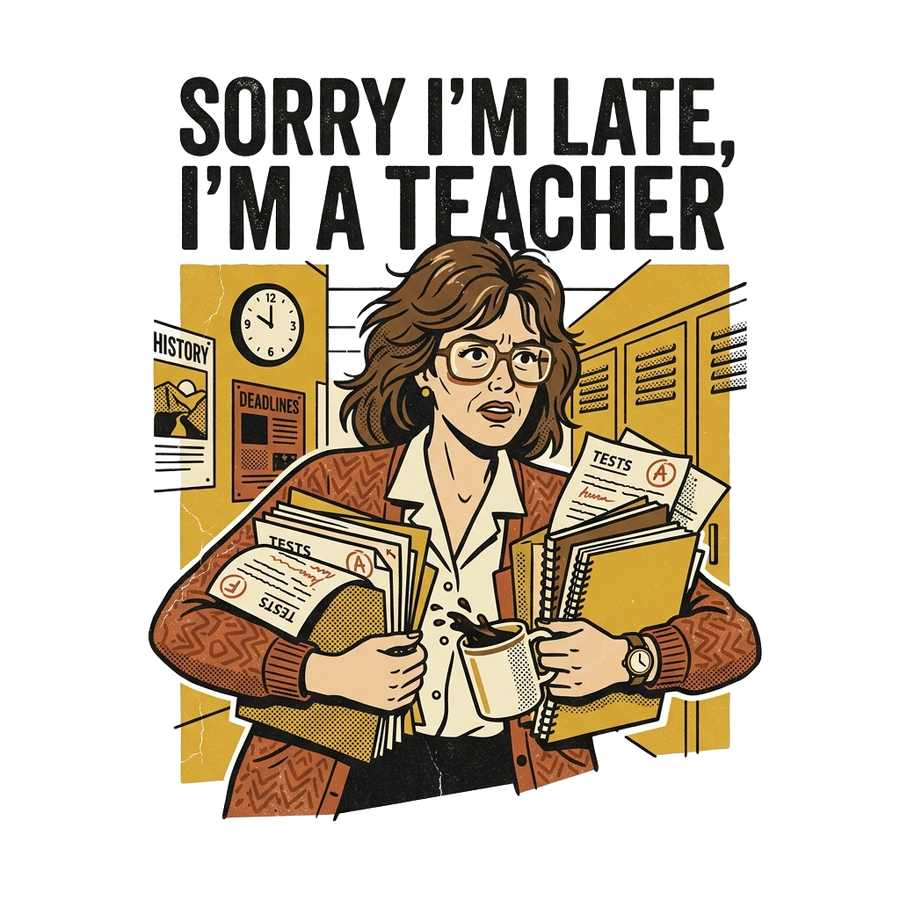 Funny Teacher T-Shirt — Sorry I'm Late, I'm a Teacher