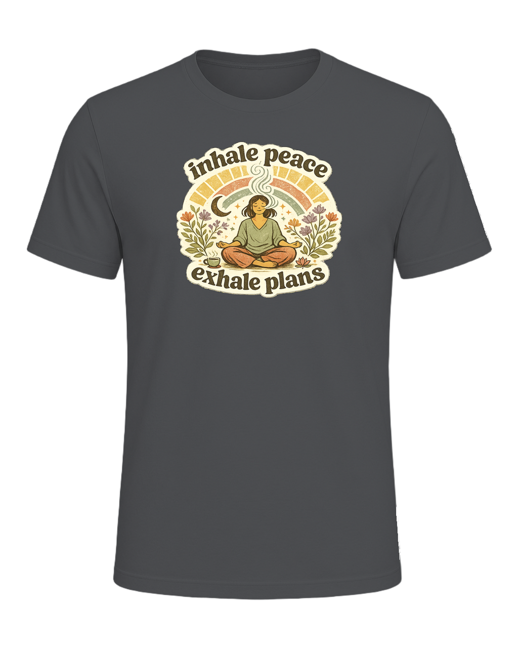 Inhale Peace Exhale Plans Tee — Asphalt