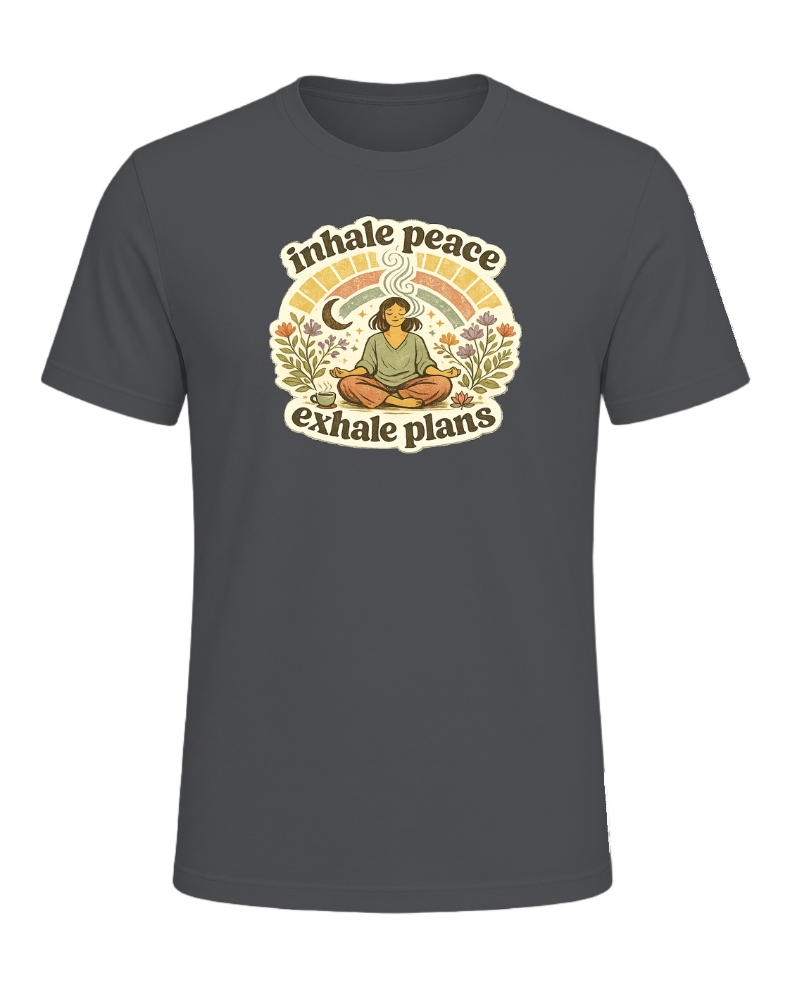 Inhale Peace Exhale Plans Tee — Asphalt