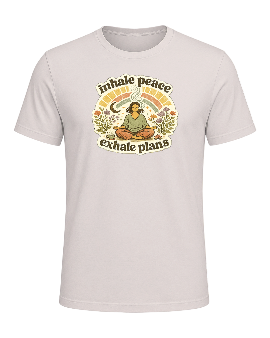Inhale Peace Exhale Plans Tee — Heather Dust