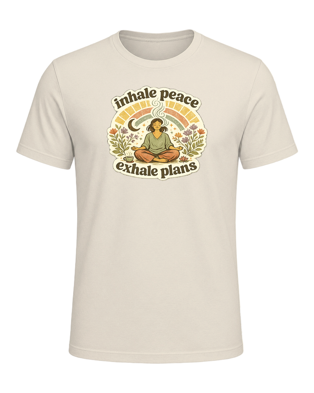 Inhale Peace Exhale Plans Tee — Heather Prism Natural