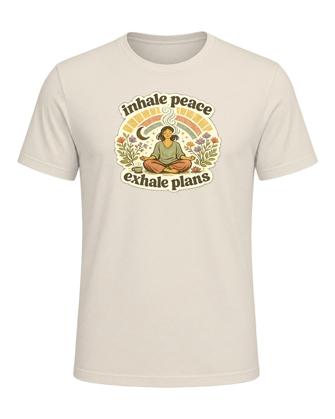 Inhale Peace Exhale Plans Tee — Heather Prism Natural
