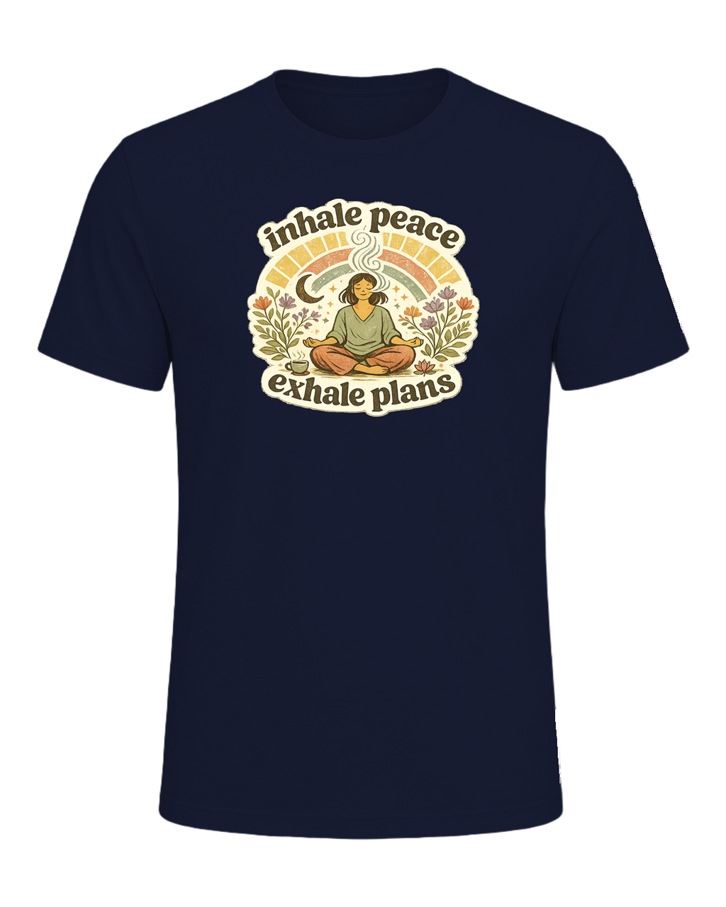 Inhale Peace Exhale Plans Tee — Navy