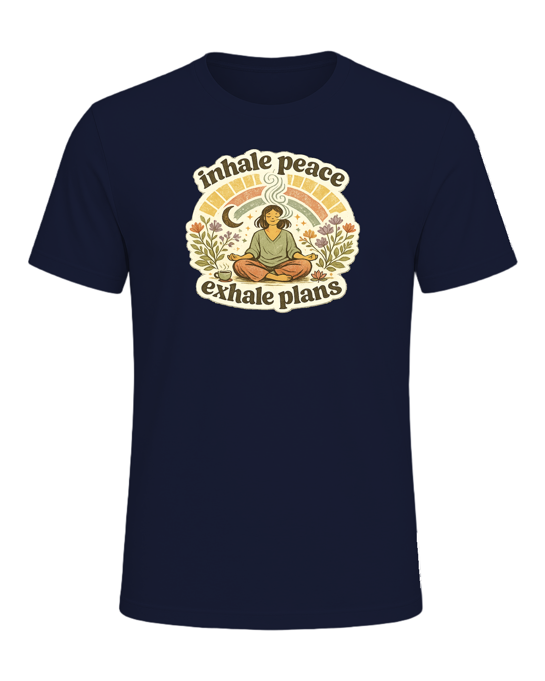 Inhale Peace Exhale Plans Tee — Navy