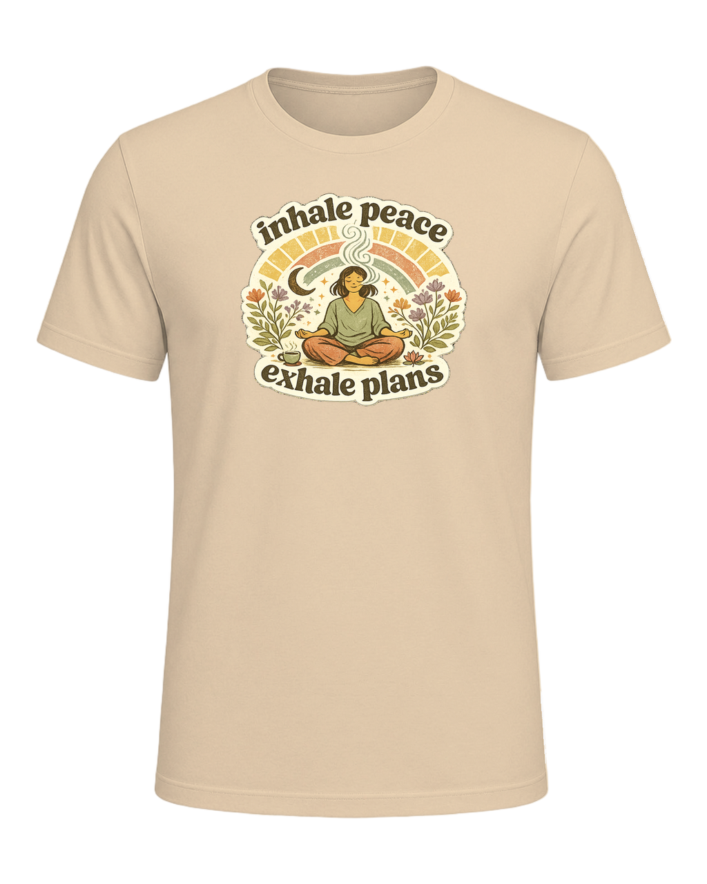Inhale Peace Exhale Plans Tee — Soft Cream