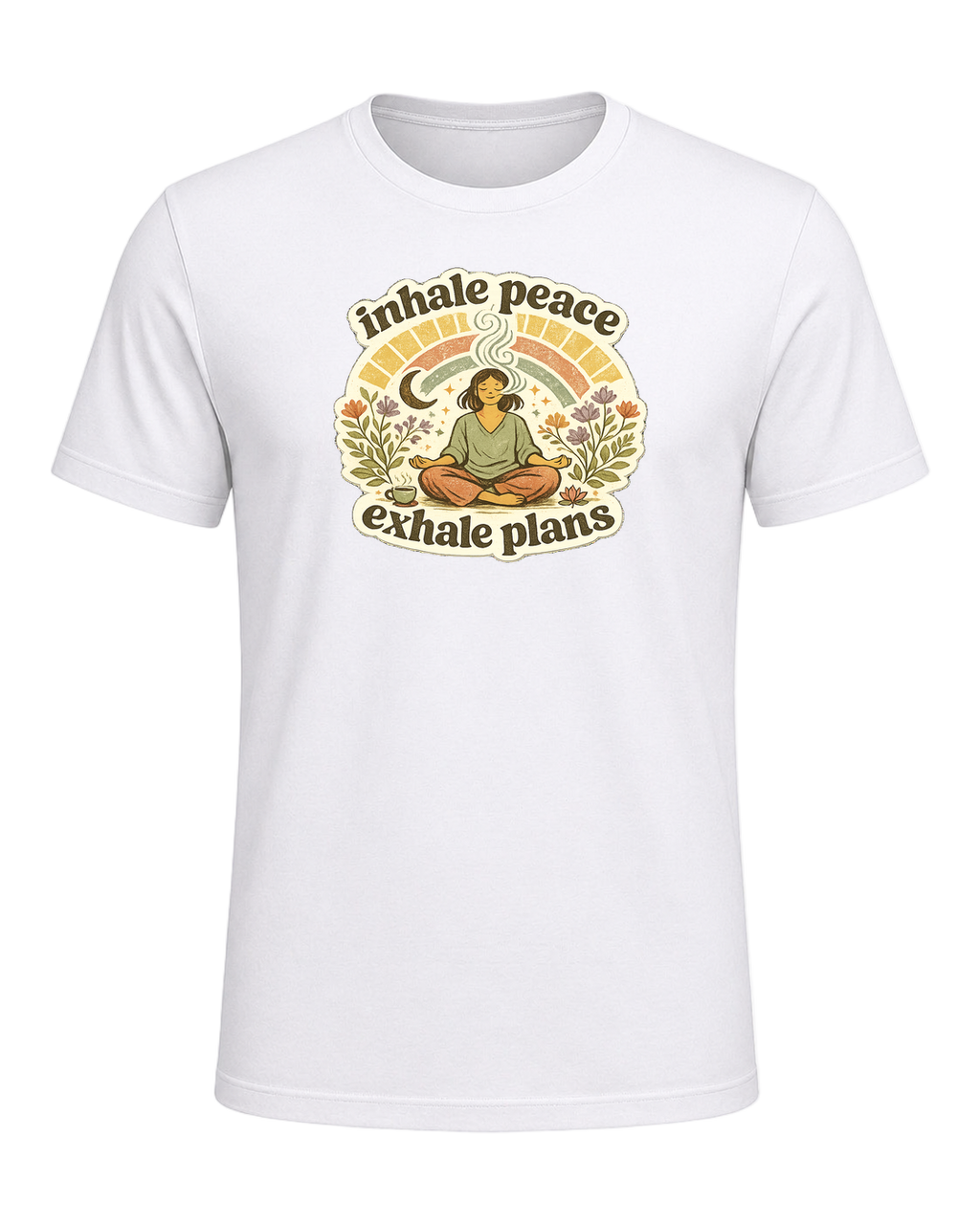 Inhale Peace Exhale Plans Tee — White