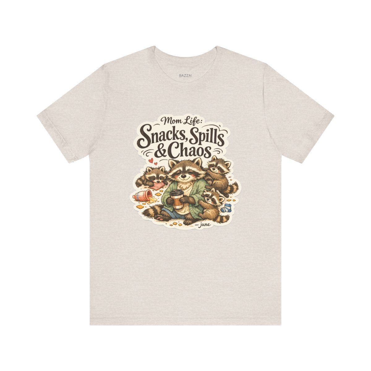 Funny Mom T-Shirt — Mom Life: Snacks, Spills &amp; Chaos — mom chaos t-shirt design by June