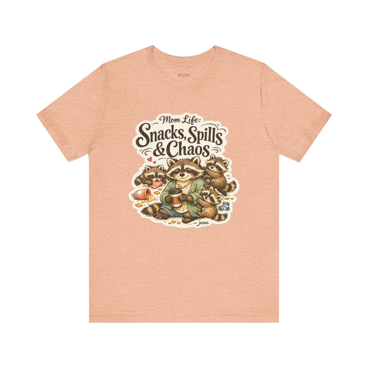 Funny Mom T-Shirt — Mom Life: Snacks, Spills &amp; Chaos — mom chaos t-shirt design by June