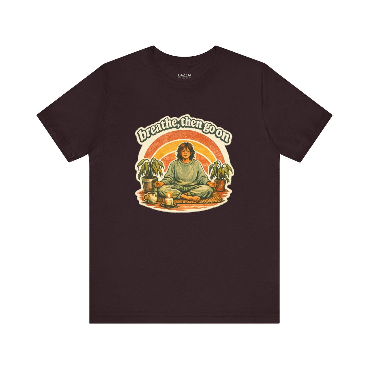 Mindfulness Gift T-Shirt — Breathe, Then Go On — meditation mindful t-shirt design by Margaux