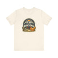 Funny Hen Gift T-Shirt — Just Here for the Chickens — backyard chicken t-shirt design by June