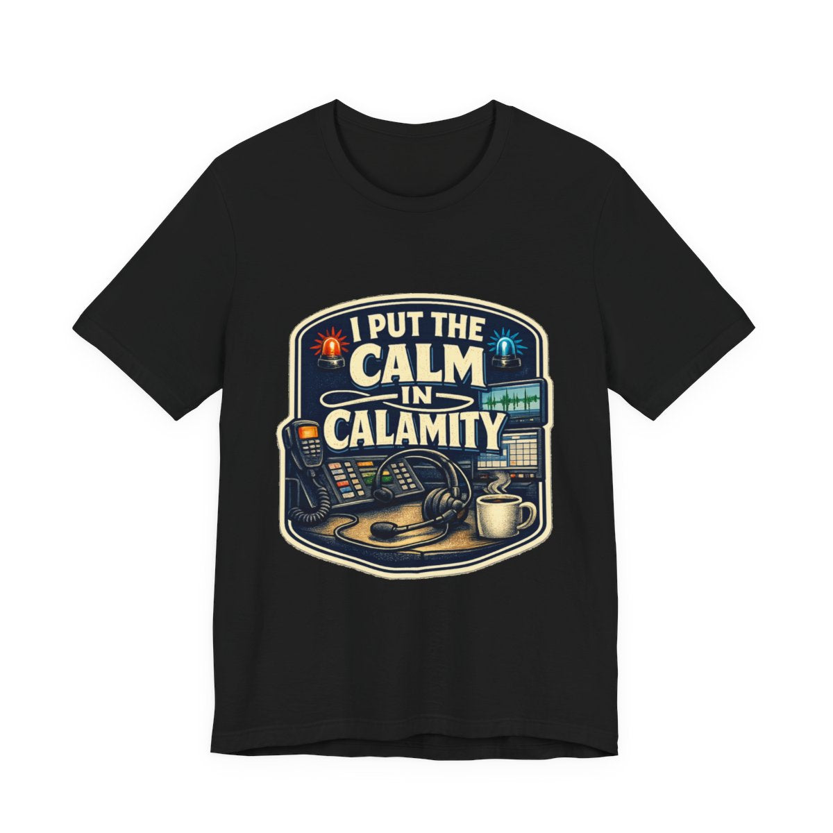 A funny 911 dispatcher tee for the calm voice in everyone else’s emergency. — Black