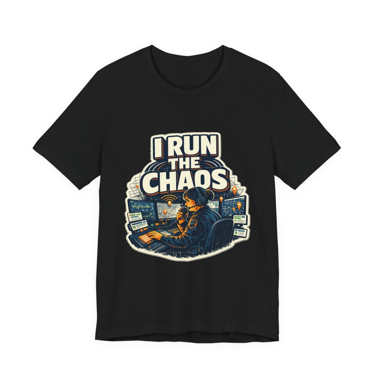 A bold dispatcher shirt for the calm voice running the chaos from the console. — Black