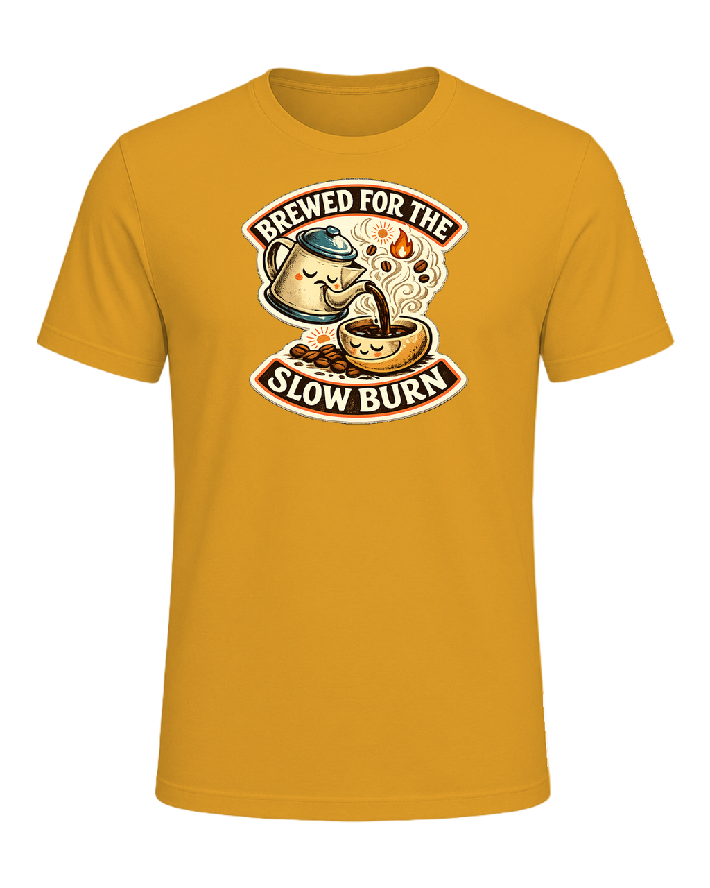 Brewed For The Slow Burn Tee — Mustard