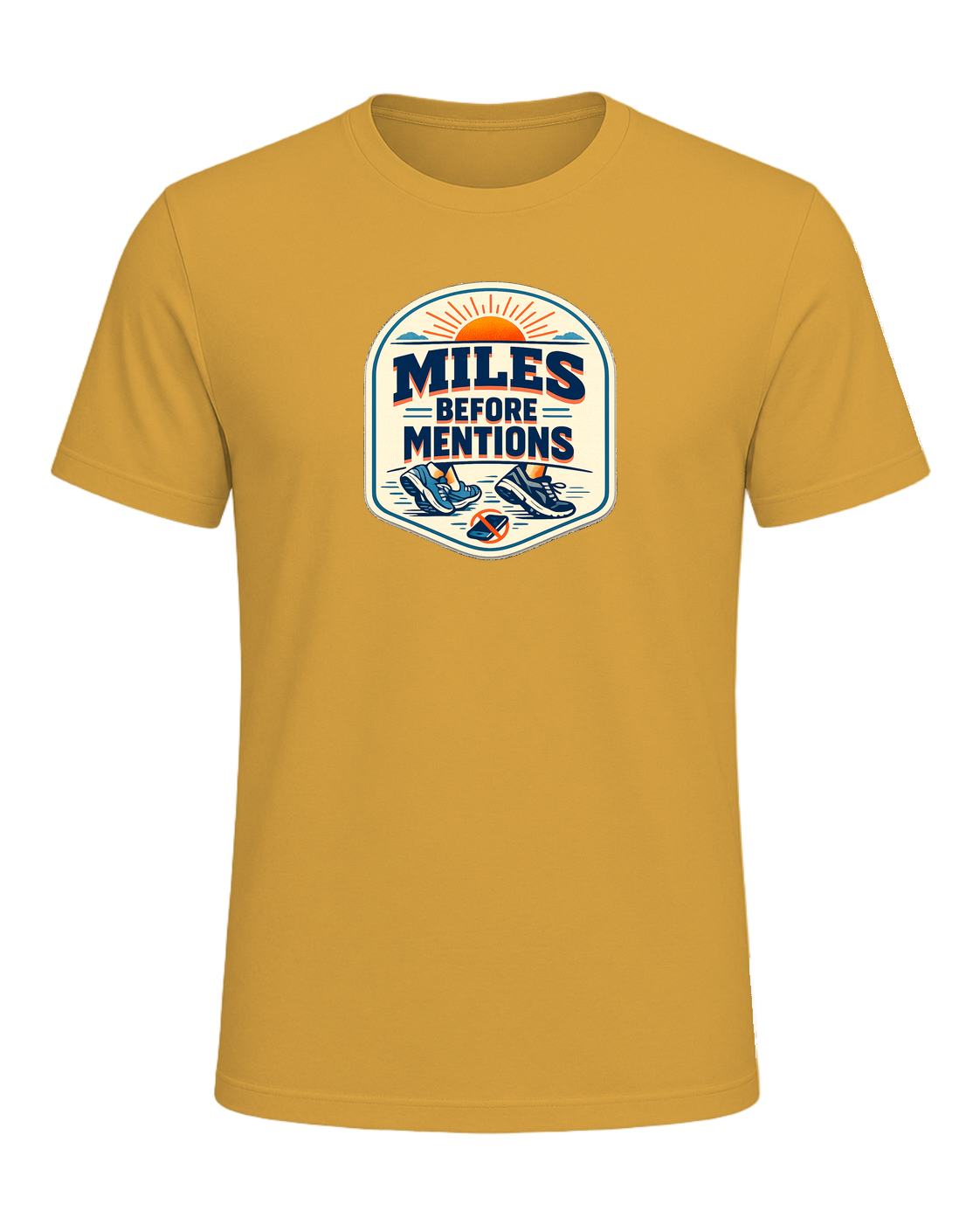 Miles Before Mentions Tee — Heather Mustard