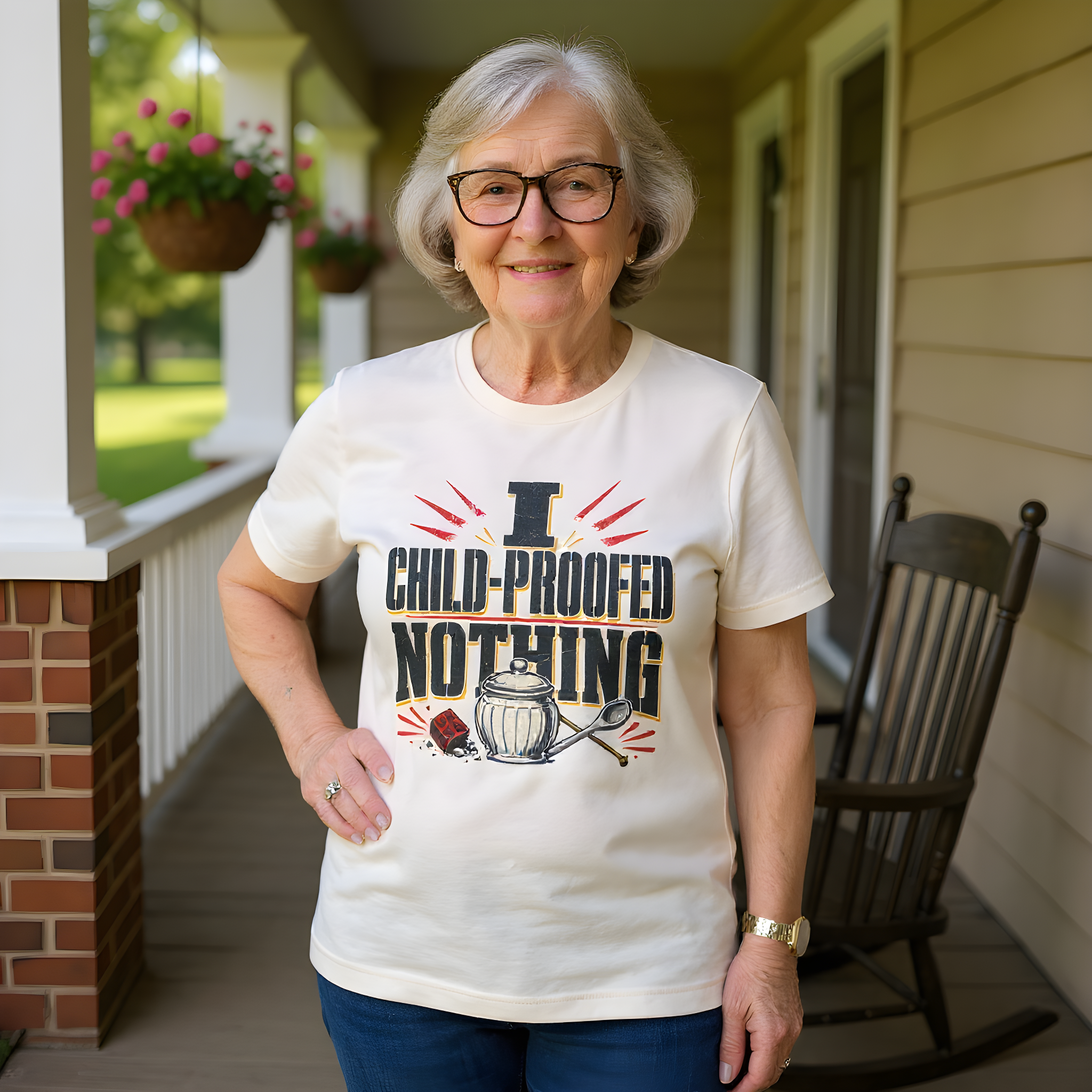 Mom Humor T-Shirt — I Child-Proofed Nothing — nana grandma t-shirt design
