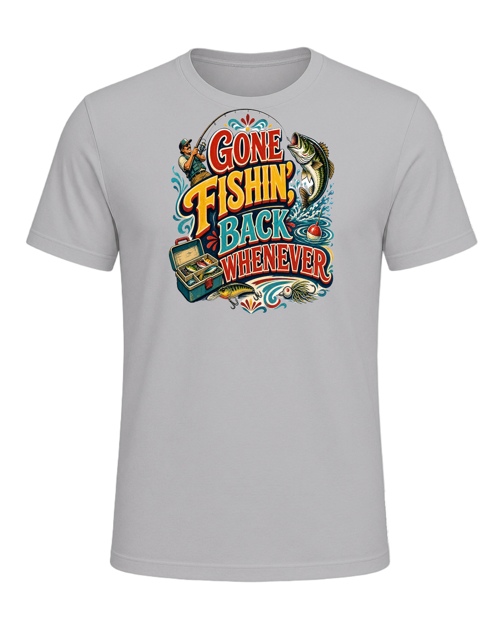 GONE FISHIN', BACK WHENEVER — Athletic Heather