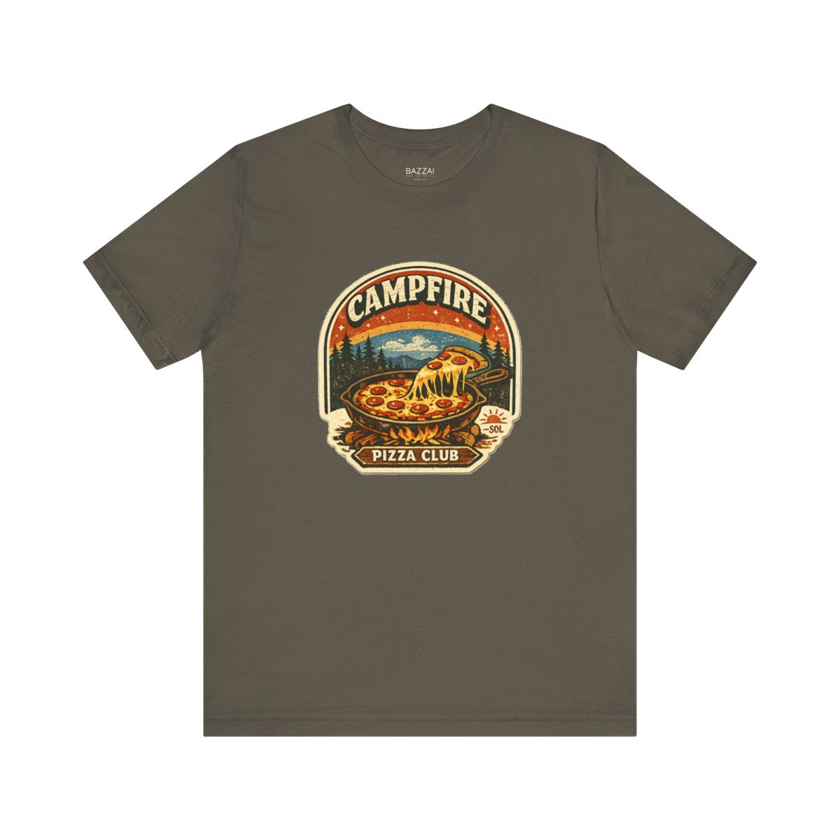 Camping Pizza T-Shirt — Campfire Pizza Club — t-shirt design by Sol